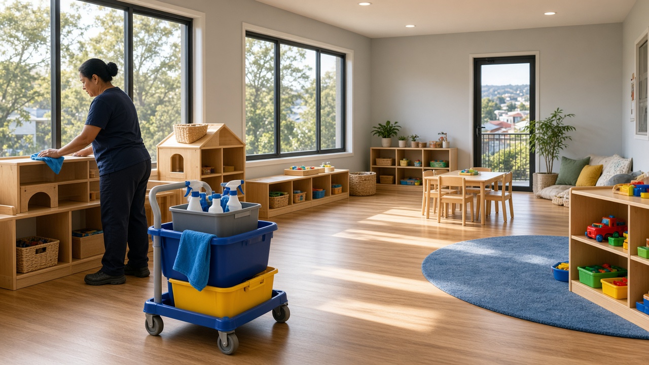 Childcare centre being cleaned before opening in Newcastle