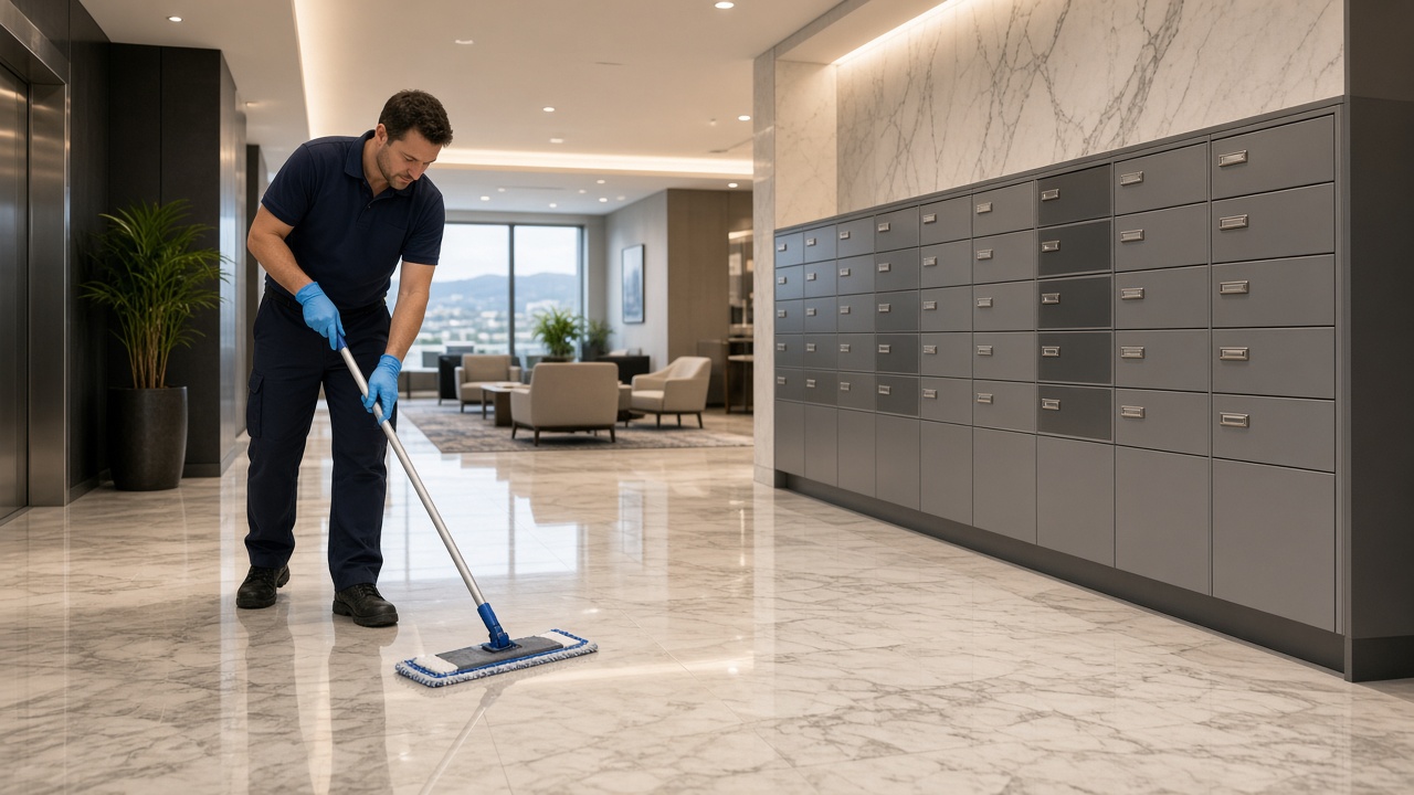 Strata cleaning in Newcastle apartment common area